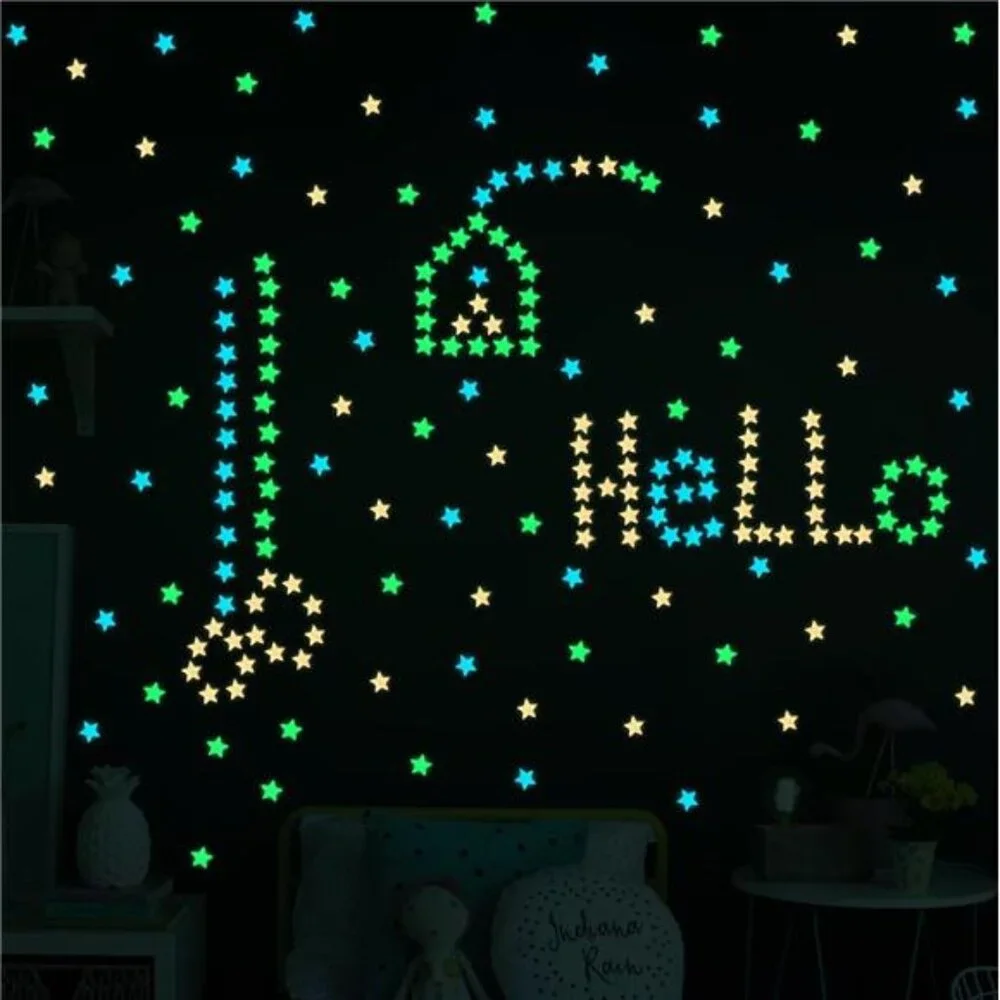 100 Pcs Colorful Glow in The Dark Luminous Stars Fluorescent